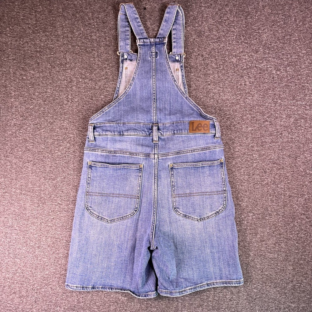 Lee Overalls Womens Small Blue Medium Wash Farm Chore Boho Bib Shortalls Pockets - Picture 2 of 16